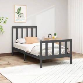3106690 vidaXL Cadru de pat, gri, 90x200 cm, lemn masiv de pin