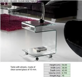 Masa din sticla curbata cu rotile -Clear side table- Glass 552522