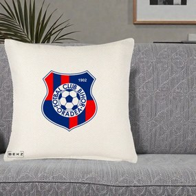 Perna Personalizata FC Bihor Oradea 1902 Fotbal, 40x40 cm, Crem Reliefat, Husa Detasabila, Perna Inclusa, BEKZ®