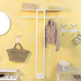 Cuier de perete alb cu raft din oțel 100 cm Luno Large – Spinder Design