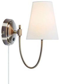 Aplică de perete albă-alămie cu alimentare la priză Amar – Markslöjd