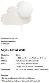Aplica de perete camera copii Skyku Cloud