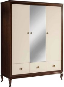 Dulap lemn masiv Nicola 3 Usi cu Oglinda, 156 × 61,5 × 203,5 cm