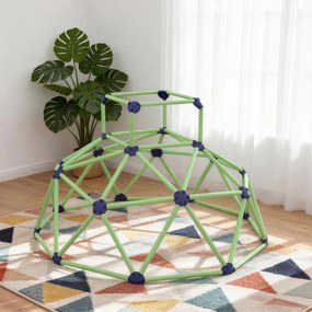 AIYAPLAY Cupolă de Cățărat pentru Copii 3-8 Ani, pentru Interior și Exterior, cu Margini Netede, din Plastic, 182,5x182,5x119 cm, Verde și Violet | Aosom Romania