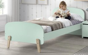 Set KIDDY în verde mentă format dintr-un Pat copii (90x200) cu noptieră, bară de siguranță și cutie de jucării.