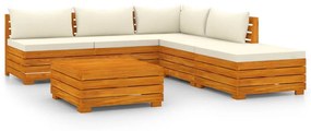 3087300 vidaXL Set mobilier grădină cu perne, 6 piese, lemn masiv acacia