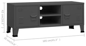 Dulap TV industrial, antracit, 105x35x42 cm, metal 1, Antracit