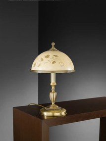 Veioza / Lampa de masa din alama cu sticla decorata design italian H-48cm 6208