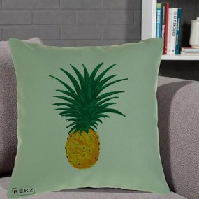 Perna Decorativa Ananas Tropical, 40x40 cm, Verde, Husa Detasabila, Perna Inclusa, BEKZ®