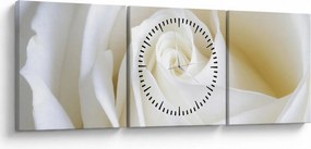 Tablou cu tandafir alb (cu ceas) (90x30 cm)