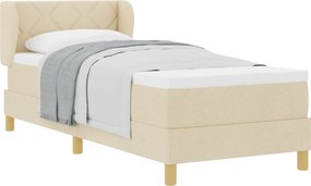 vidaXL Pat cu arcuri cu saltea cu headboard Crem 80 x 200 cm țesătură