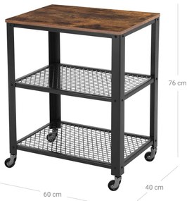 Masuta pe roti TAYLOR 60x40 cm, maro rustic