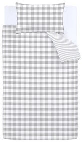 Lenjerie de pat din bumbac Bianca Check And Stripe, 135 x 200 cm, gri