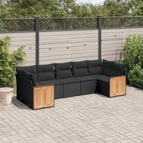 vidaXL Set canapele de grădină cu perne, 7 piese, negru, poliratan