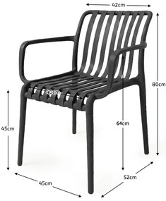 Scaun din plastic TREGO cu brate, antracit