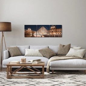 Tablou - Louvre noaptea (cu ceas) (90x30 cm)