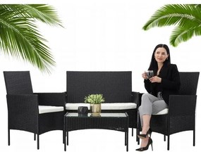 Set de grădină din rattan Aldotrade GardenLine,negru + brațe crem