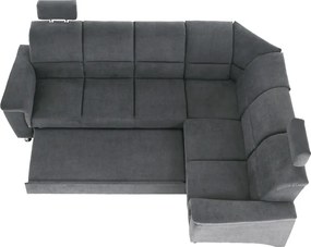 Colţar extensibil, material textil gri, model dreapta, SANTIAGO