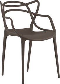 Set 4 piese scaune din plastic KATO, maro