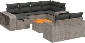 vidaXL Set canapele de grădină cu perne, 11 piese, gri, poliratan