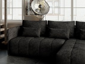 Colțar extensibil dumonde cu ladă de depozitare si sezut confortabil din spuma high-density, Malta Enjoy Black II 235x185 cm