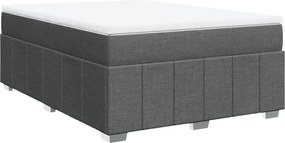 vidaXL Pat continental cu saltea, gri închis, 160x200 cm, țesătură