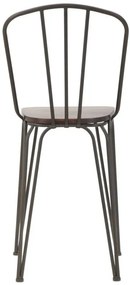 Set 2 scaune de bar maro/gri inchis din lemn de Ulm si metal, Harlem Mauro Ferretti