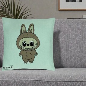 Perna Personalizata Labubu Maro Natural Solo, 40x40 cm, Verde Menta, Husa Detasabila, Perna Inclusa, BEKZ®