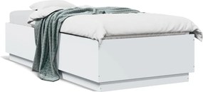 vidaXL Cadru de pat, alb, 90x200 cm, lemn prelucrat