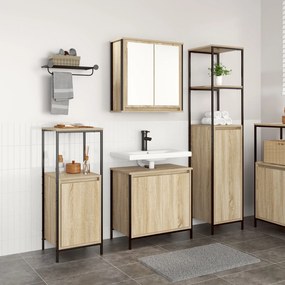 vidaXL Set de Mobilier pentru Baie 3 Piese din Stejar Sonoma și Lemn Prelucrat