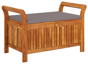 319716 vidaXL Bancă depozitare grădină, cu pernă, 91 cm, lemn masiv de acacia