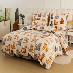 Set 2 buc Lenjerie cocolino COLORED CATS crem + Cearsa
f Cocolino microplus cu elastic SOFT 180x200 cm alb, pat dublu