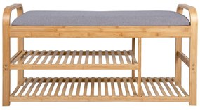 Suport de pantofi din bambus gri/natural cu bancă - Leitmotiv