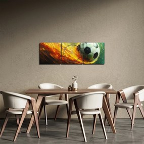 Tablou - Minge de Fotbal în Zbor (cu ceas) (90x30 cm)