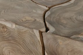 Măsuță de cafea dreptunghiulară din lemn de tec, natur, cu rondele de lemn îmbinate, finisaj natural, 40 x 120 x 76,5 cm, „Verna” – Ethnic Collections