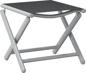 vidaXL Taburet pliabil, negru și argintiu, aluminiu și textilenă