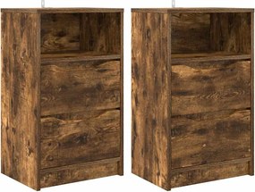 vidaXL Mese de noptieră 2 pcs Stejar fumuriu 40 x 30 x 467 cm