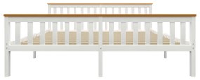 Cadru de pat cu 2 sertare, alb, 180 x 200 cm, lemn masiv pin Alb si maro, 180 x 200 cm, 2 Sertare