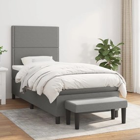 vidaXL Pat box spring cu saltea, gri închis, 80x200 cm, textil