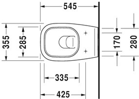 Set Vas WC suspendat cu capac soft close Duravit D-Code 36x55 cm evacuare orizontala