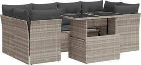 vidaXL Set canapele de grădină cu perne, 7piese gri deschis poliratan