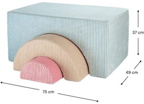 Teren de joacă din spumă verde mentă 3 buc. din catifea reiată înălțime 37 cm 75x49 cm Rainbow Montessori – Wigiwama