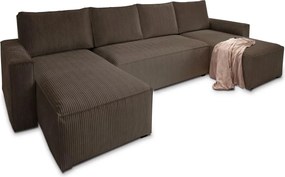 PROMO Set de canapea in forma de U SMART COSARO maro inchis 295x140 cm calitate secundara