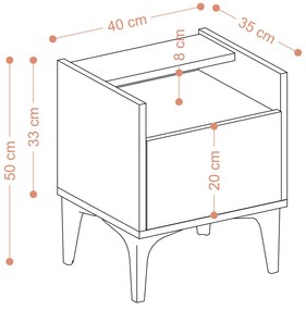Noptieră Zuzana (Nuc + Negru). 1073486