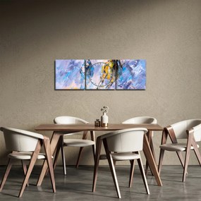 Tablou - Caii alergând, pictură în ulei (cu ceas) (90x30 cm)