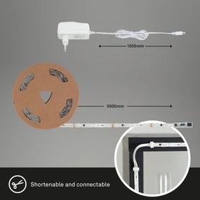 Bandă LED RGBW dimabilă 6,5m LED/24W/230V Brilo + telecomandă