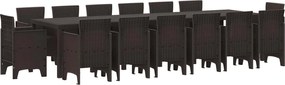 vidaXL Set de masă pentru grădină 15 pcs Maro Ratan Polt