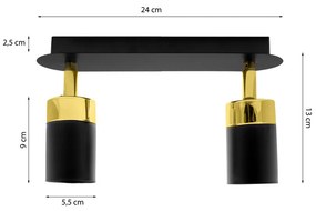 Lustra Plafon JOKER BLACK/GOLD Milagro Modern, GU10, Auriu/Negru, MLP6124, Polonia