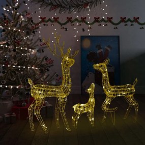 Decorațiune de Crăciun familie reni 300 LED-uri alb cald acril