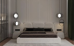 Pat Stone Tapitat cu Saltea  160/180x200cm - 160x200